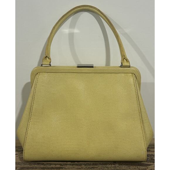 Banana Republic Purse 100% Cow Leather Yellow Satchel Handbag Vintage - Picture 2 of 8